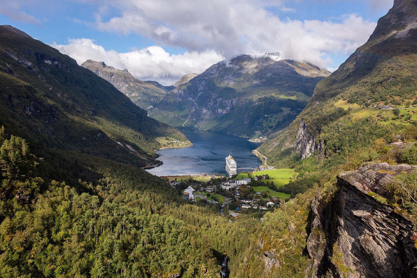 Geirangerfjord seen from the Flydalsjuvet viewpoint