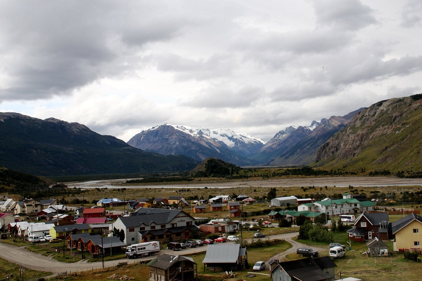 The village of El Chaltén below the Fitz Roy range
