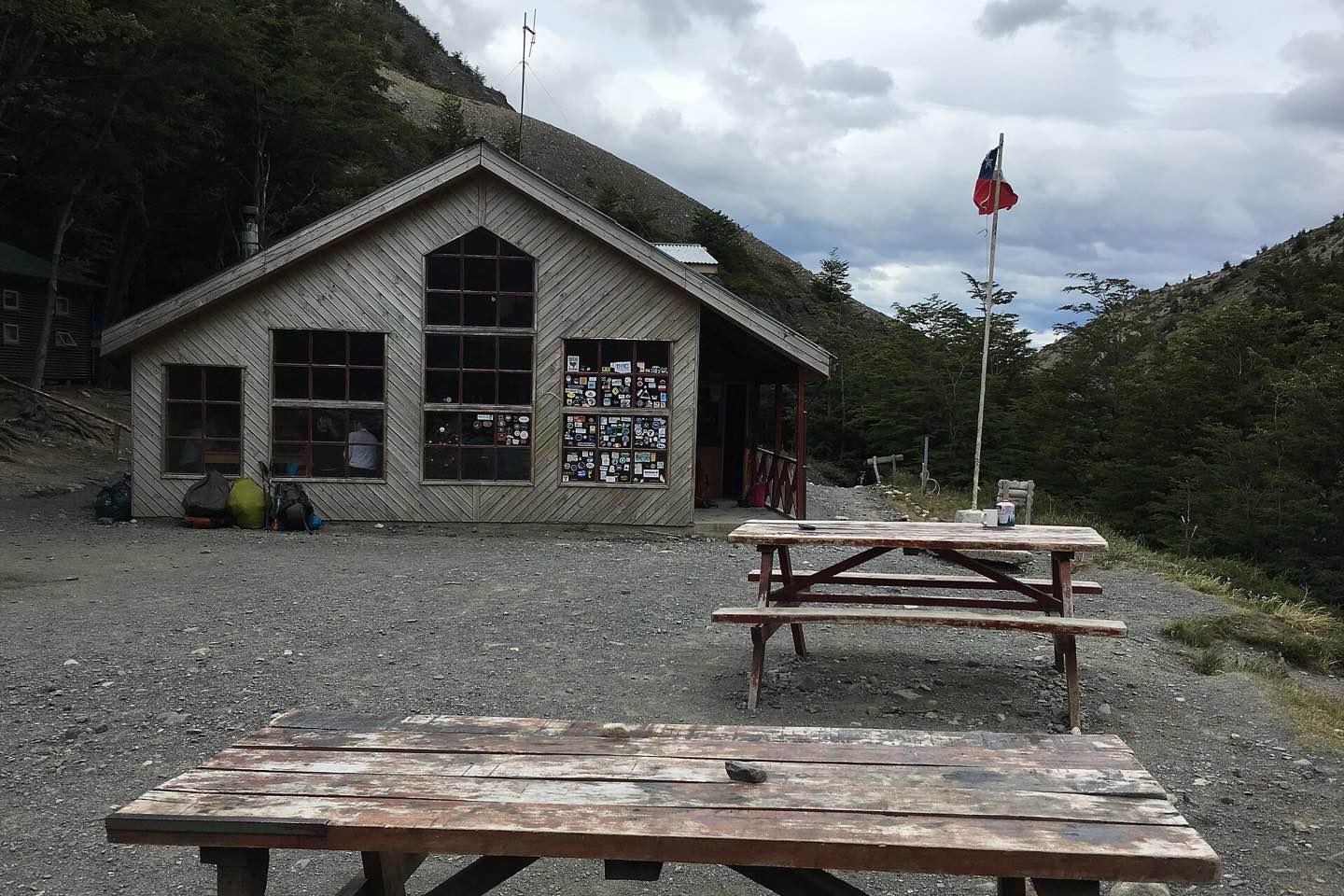The wooden refugio at Camp Chileno in Torres del Paine